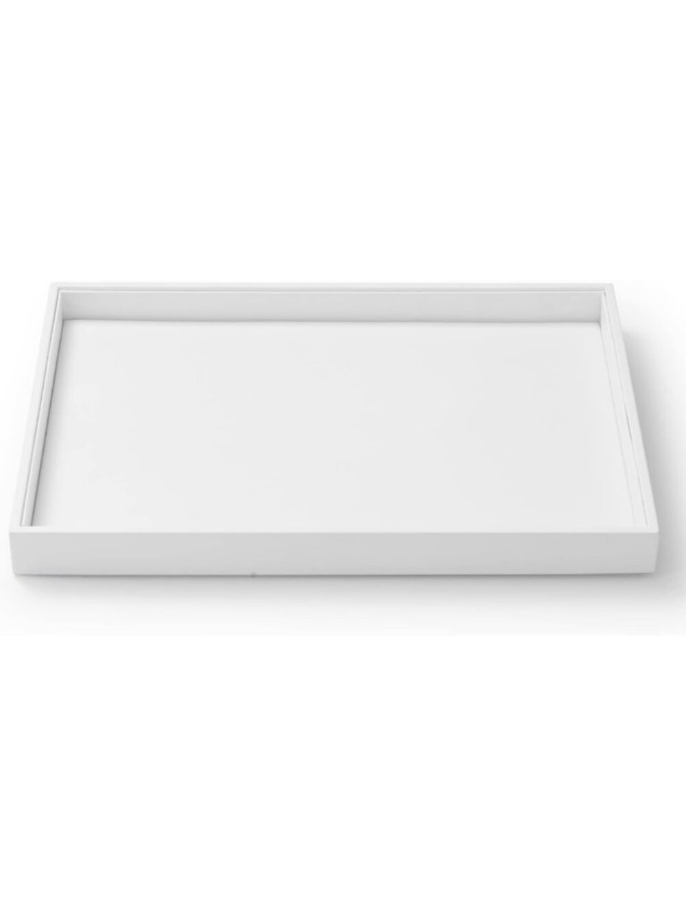 Stackable Faux Leather Jewelry Organizer Tray for Drawer - Elegant White Design